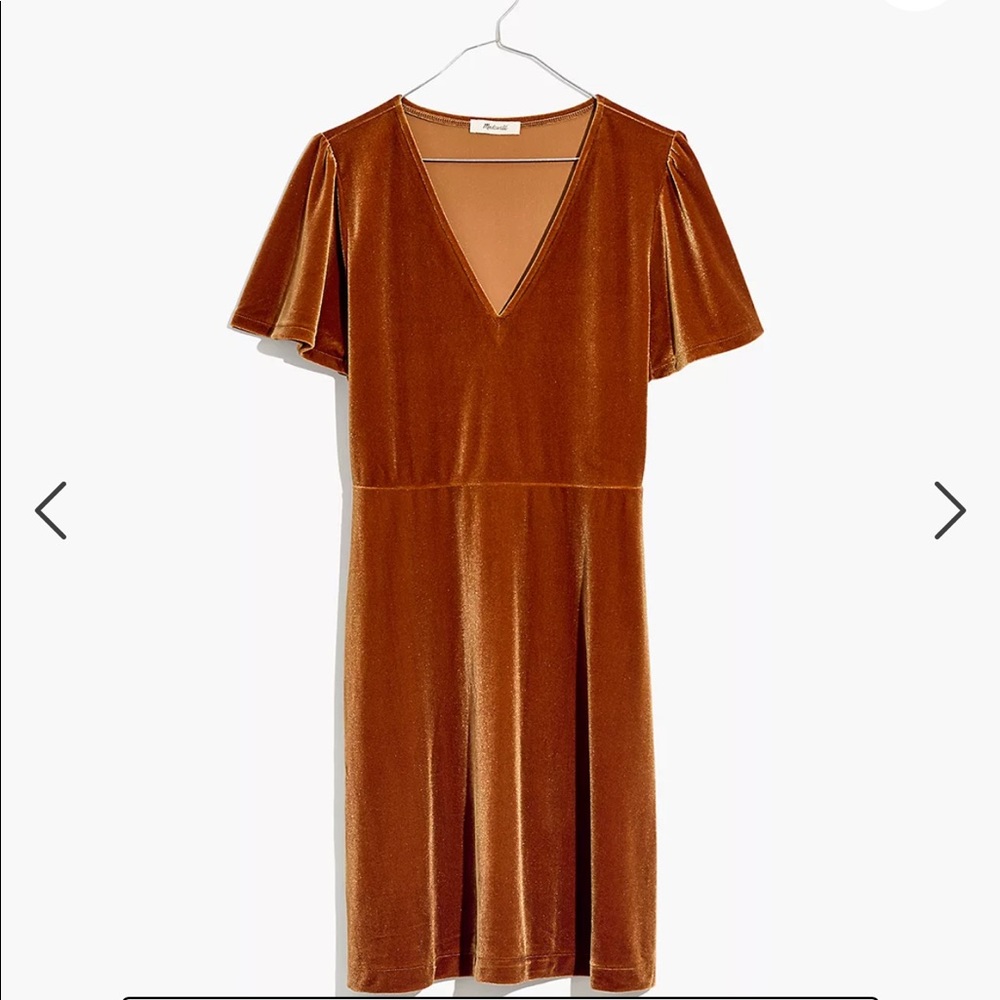 Madewell Velvet V-Neck Flutter Sleeve Dress